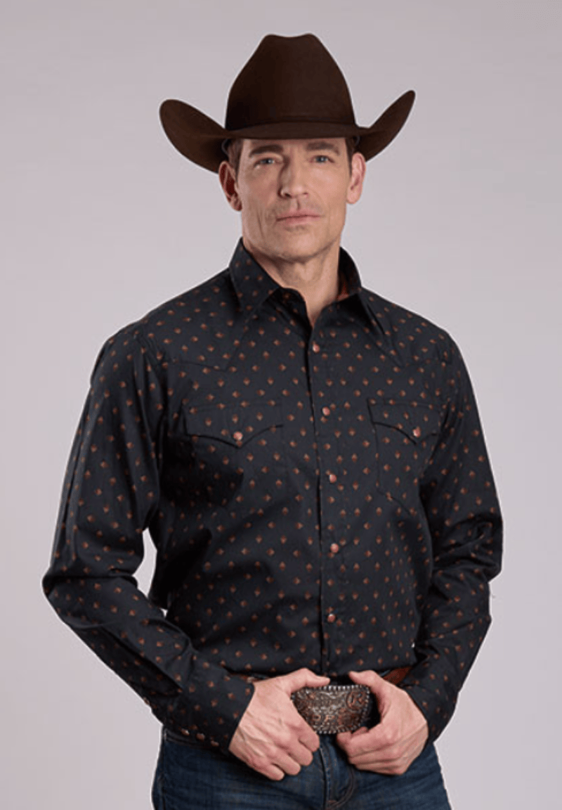 Roper Mens Shirts 2XL / Black Roper Shirt Mens West Made Collection Print