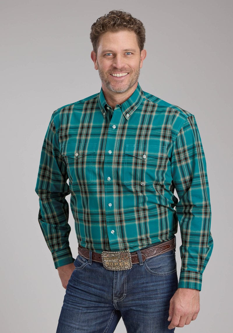 Roper Mens Shirts Plaid Green / S Roper Shirt Mens Amarillo Collection