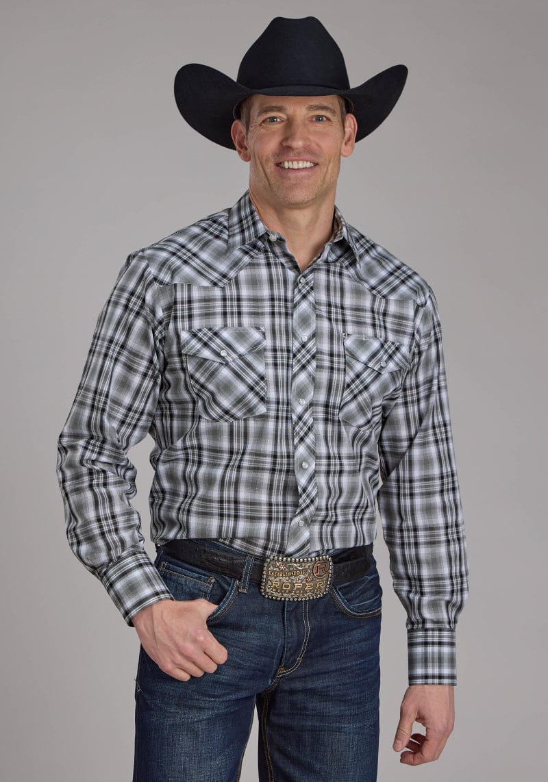 Roper Mens Shirts Plaid Grey / S Roper Shirt Mens Karman Classic 55/45