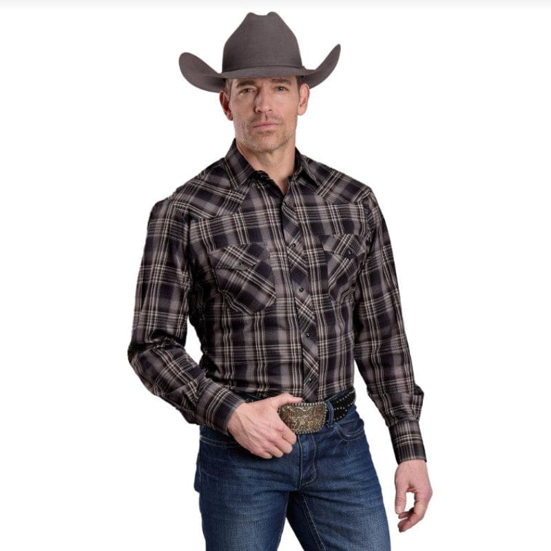 Roper Mens Shirts S / Black Roper Shirt Mens Karman Classic 55/45 Collection Plaid