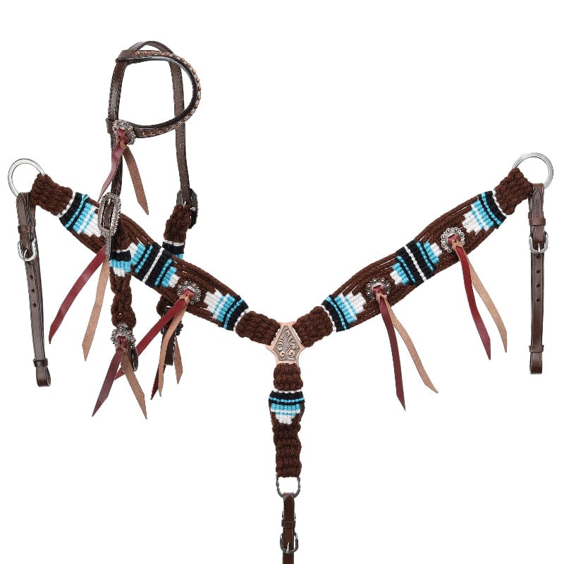 Showman Bridles Cob/Full / Teal Showman One Ear Headstall & Breastplate Set Mohair