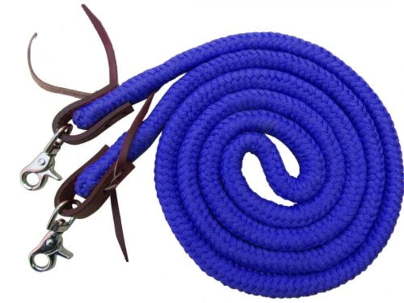 Showman Reins 8ft / Blue Showman Reins Soft Polyester Barrel with Snap Ends