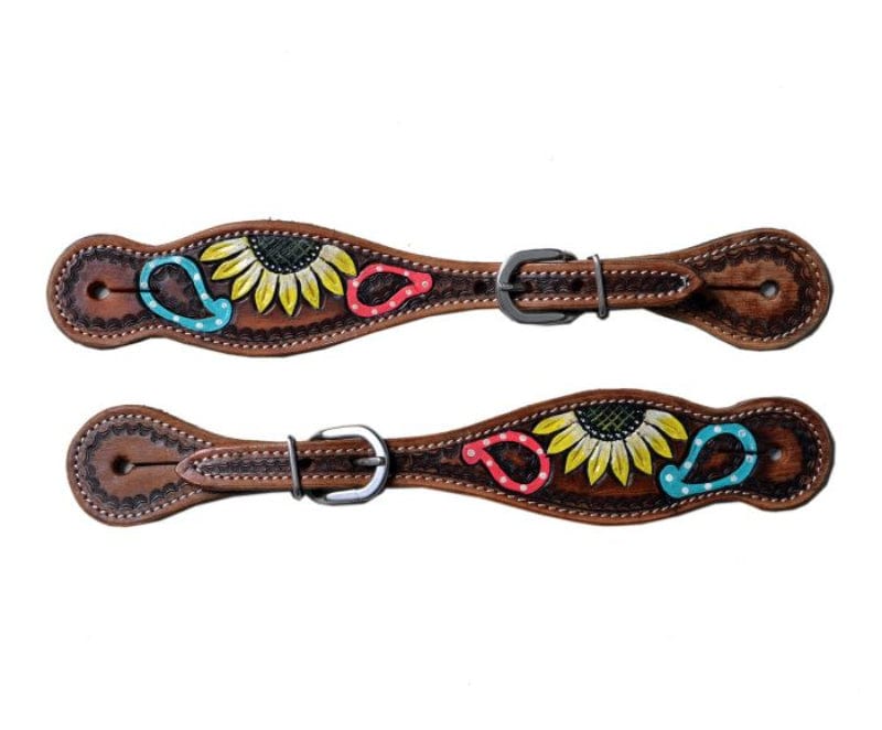 Showman Spur Straps Sunflower/Paisley Showman Spur Straps Ladies Hand Painted