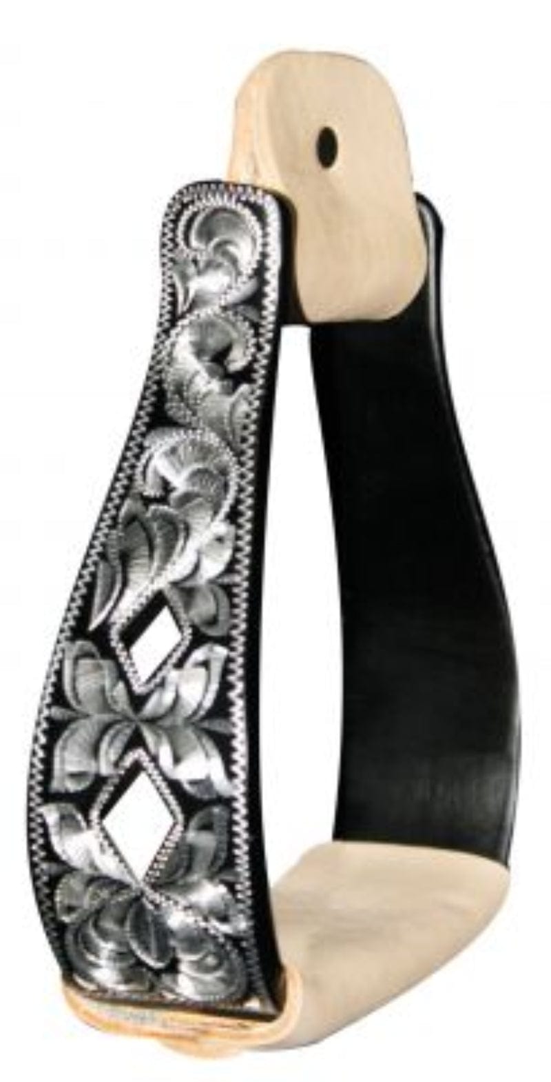 Showman Stirrups Showman Stirrups Black with Silver Engraving and Diamond Design