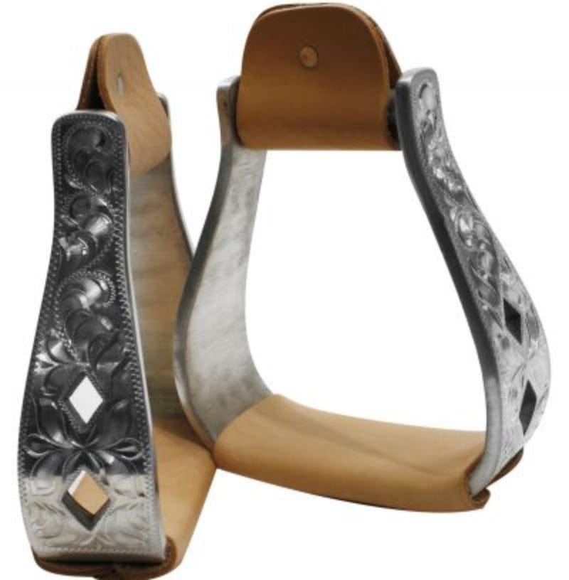 Showman Stirrups Showman Stirrups Polished & Engraved with Cutout Diamond