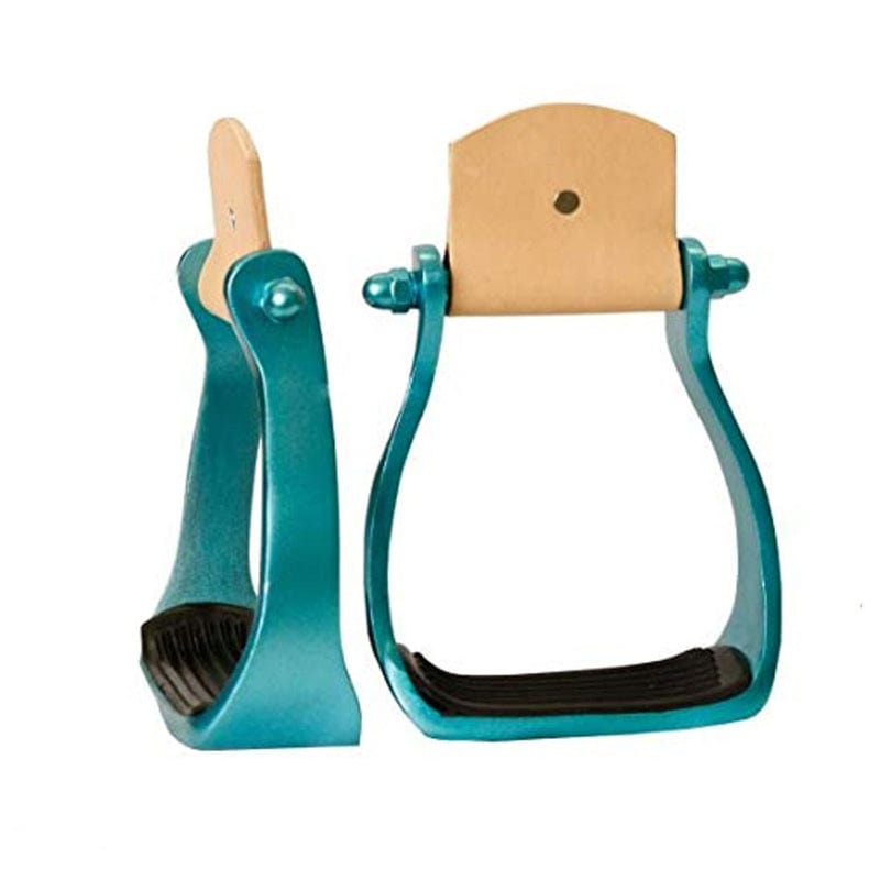 Showman Stirrups Teal Showman Stirrups Colour Coated Aluminium