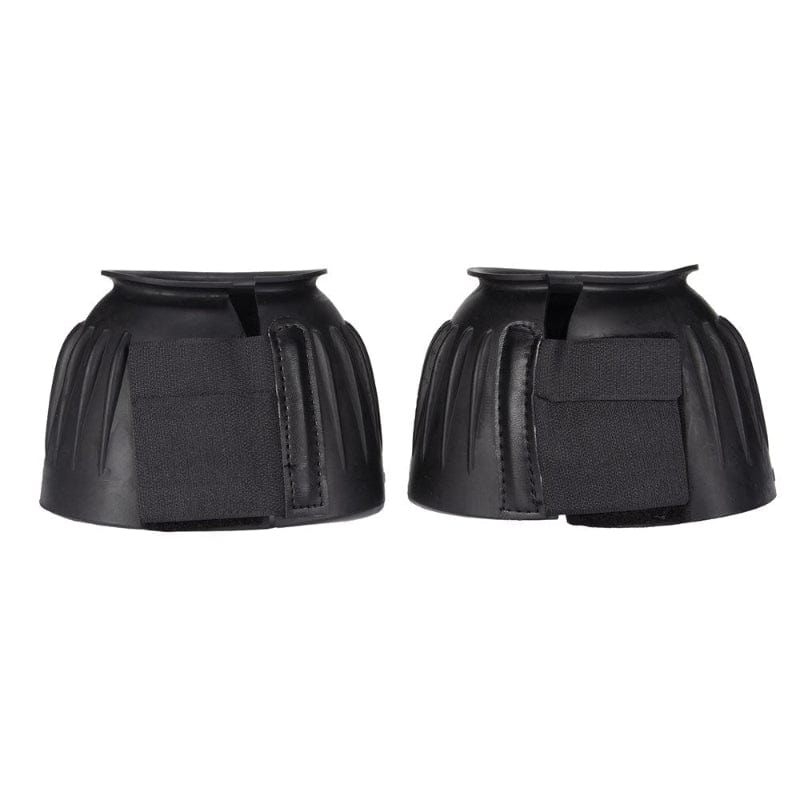 STC Horse Boots & Bandages S / Black Ribbed Bell Boots Single Velcro (HBT5850)