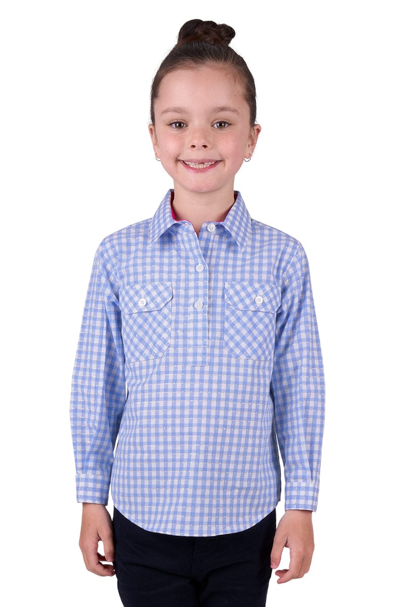 Thomas Cook Kids Shirts 02 / Blue Hard Slog Girls Shirt Rux Half Button