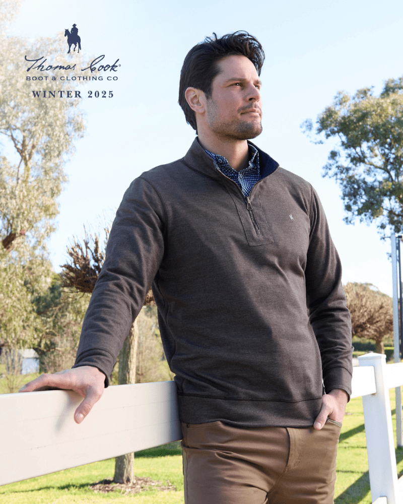 Thomas Cook Mens Jumpers, Jackets & Vests S / Dark Brown Thomas Cook Jumper Mens Daniel 1/4 Zip