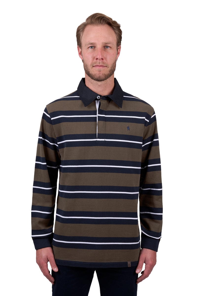 Thomas Cook Mens Jumpers, Jackets & Vests S / Navy/Dark Tan Thomas Cook Rugby Jumper Mens Peter