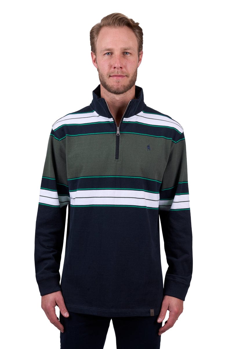Thomas Cook Mens Jumpers, Jackets & Vests S / Navy/Green Thomas Cook Jumper Mens Lucas 1/4 Zip