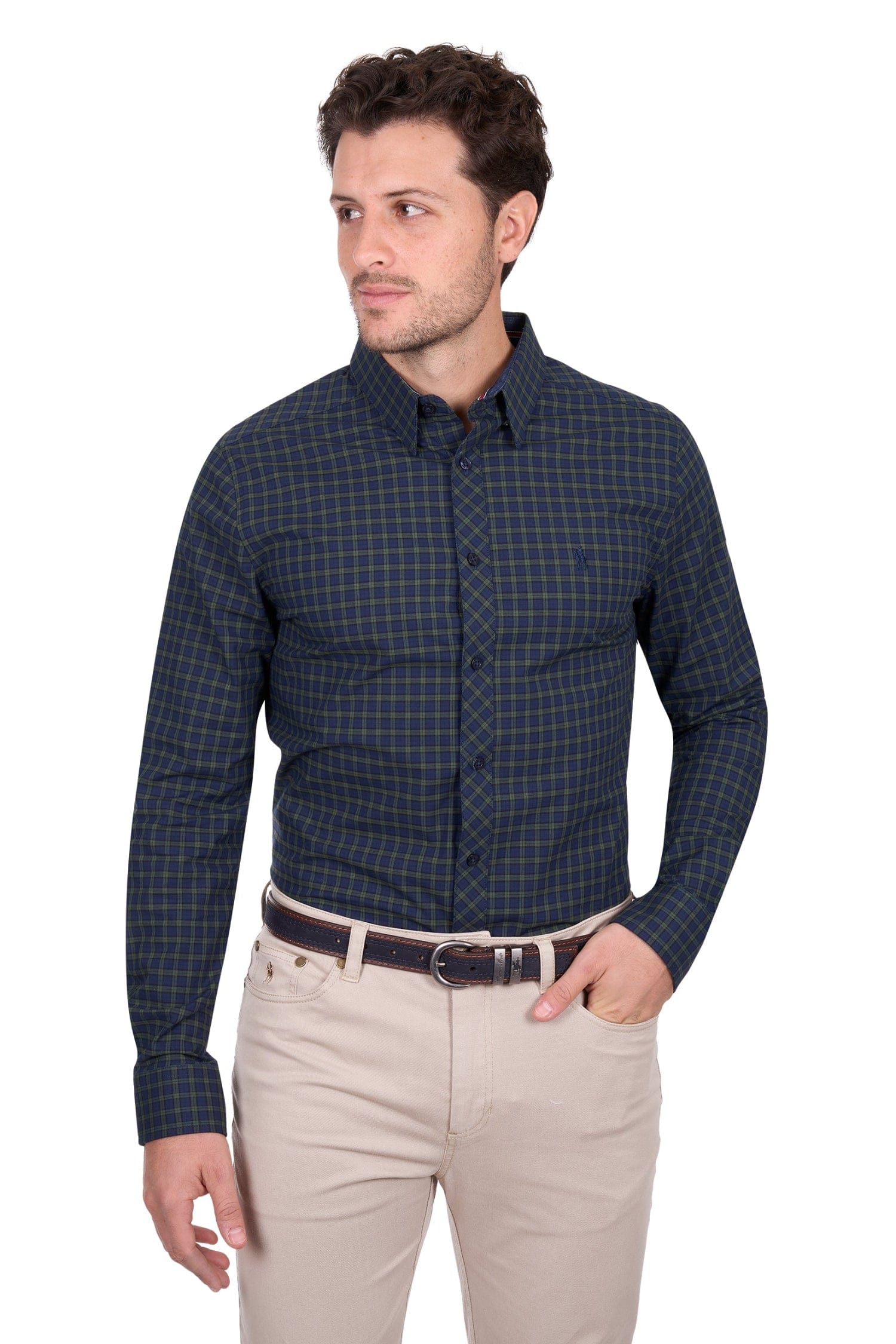 Thomas Cook Mens Shirts S / Navy/Green Thomas Cook Shirt Mens Charles Tailored