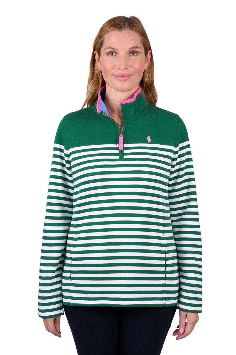 Thomas Cook Womens Jumpers, Jackets & Vests 08 / Green Thomas Cook Rugby Jumper Womens Andrea 1/4 Zip
