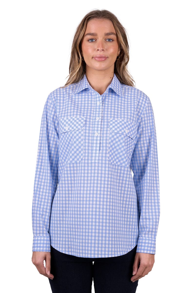 Thomas Cook Womens Shirts 08 / Blue Hard Slog Womens Shirt Rux Half Button