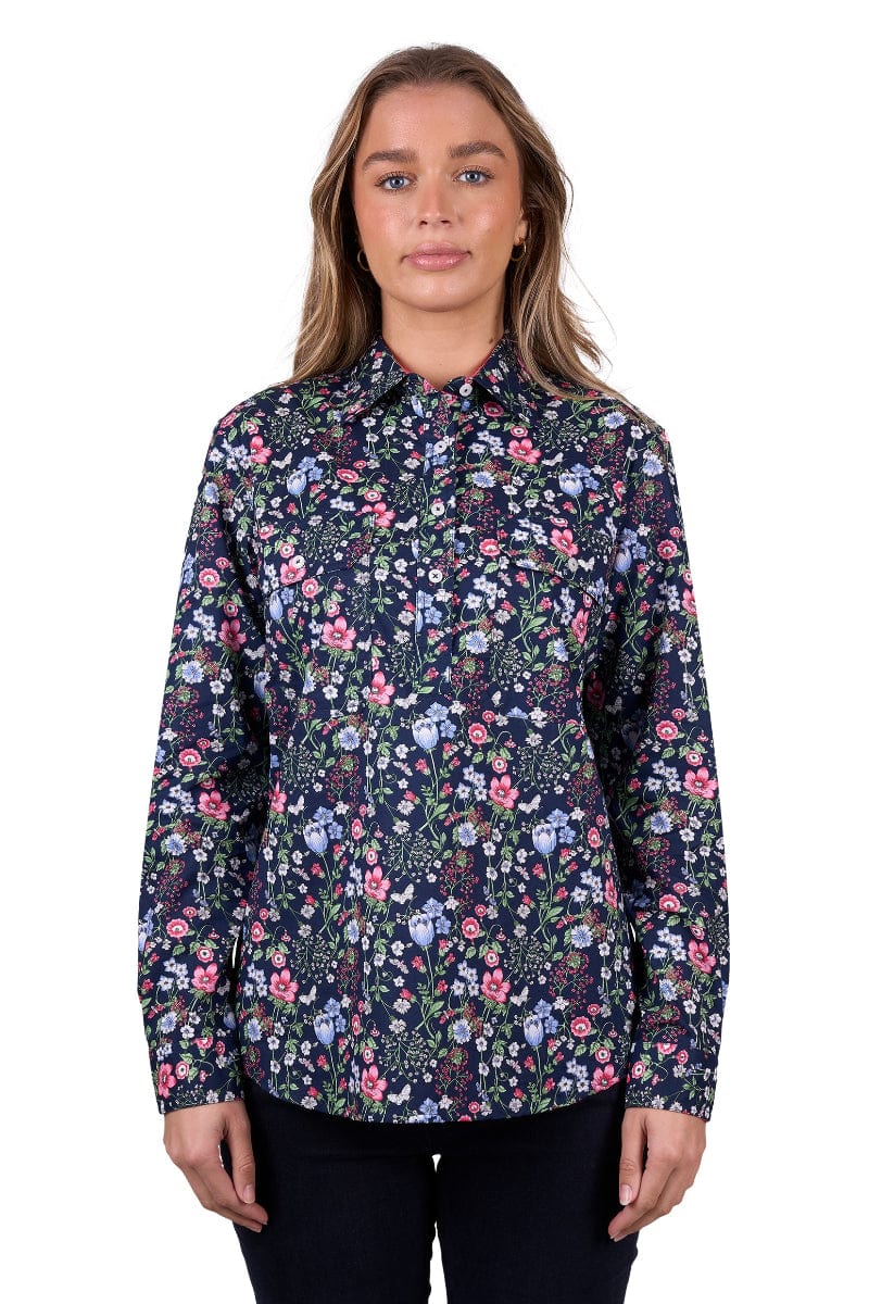 Thomas Cook Womens Shirts 08 / Navy Hard Slog Womens Shirt Raya Half Button