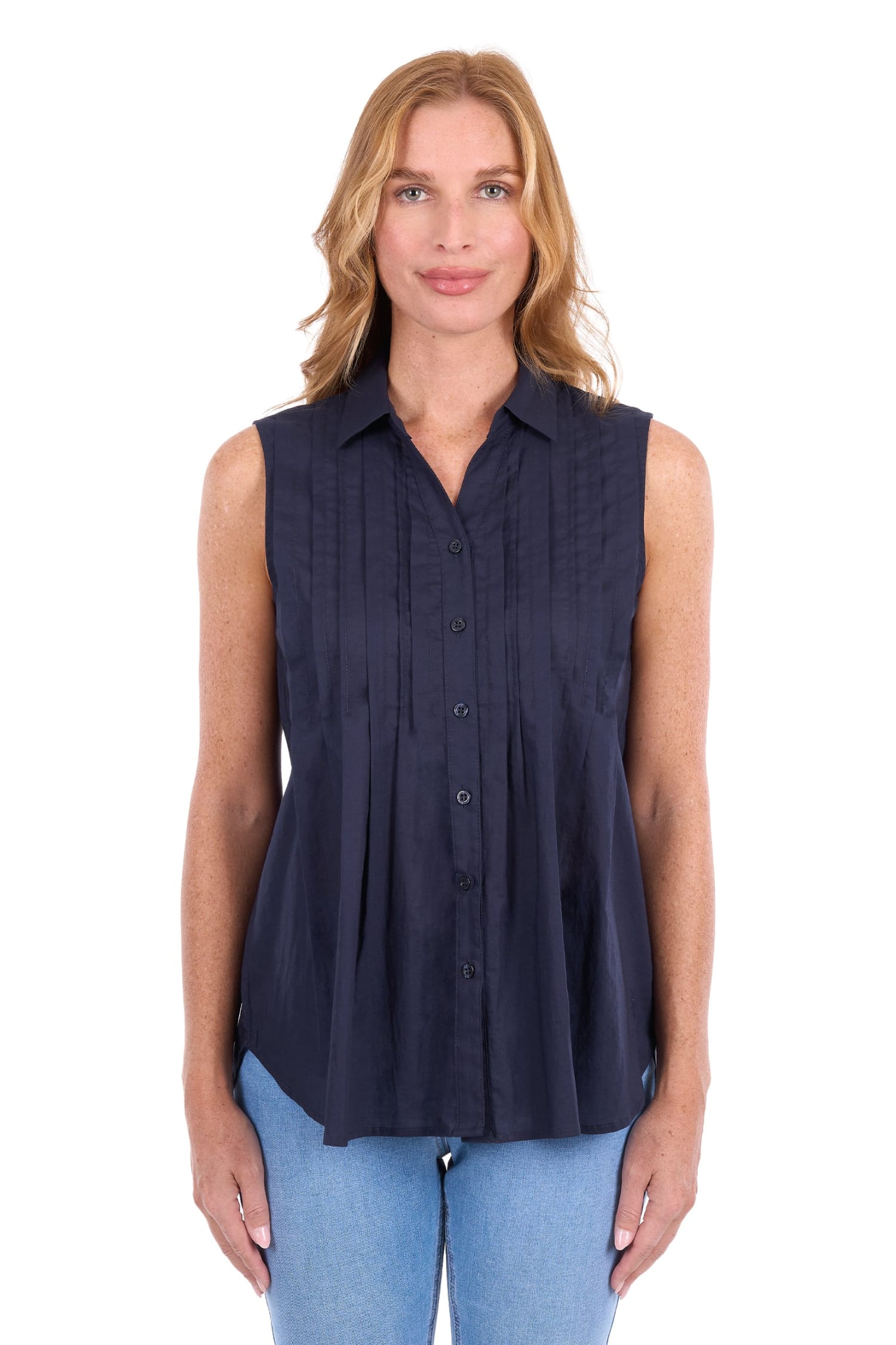 Thomas Cook Womens Shirts 08 / Navy Thomas Cook Shirt Womens Pearl Sleeveless