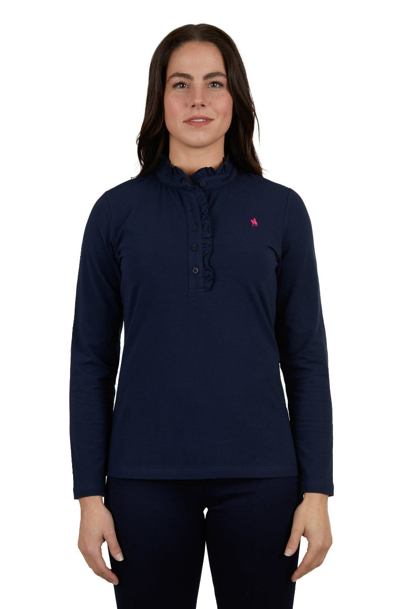 Thomas Cook Womens Tops Thomas Cook Polo Womens Frill Neck Long-Sleeve