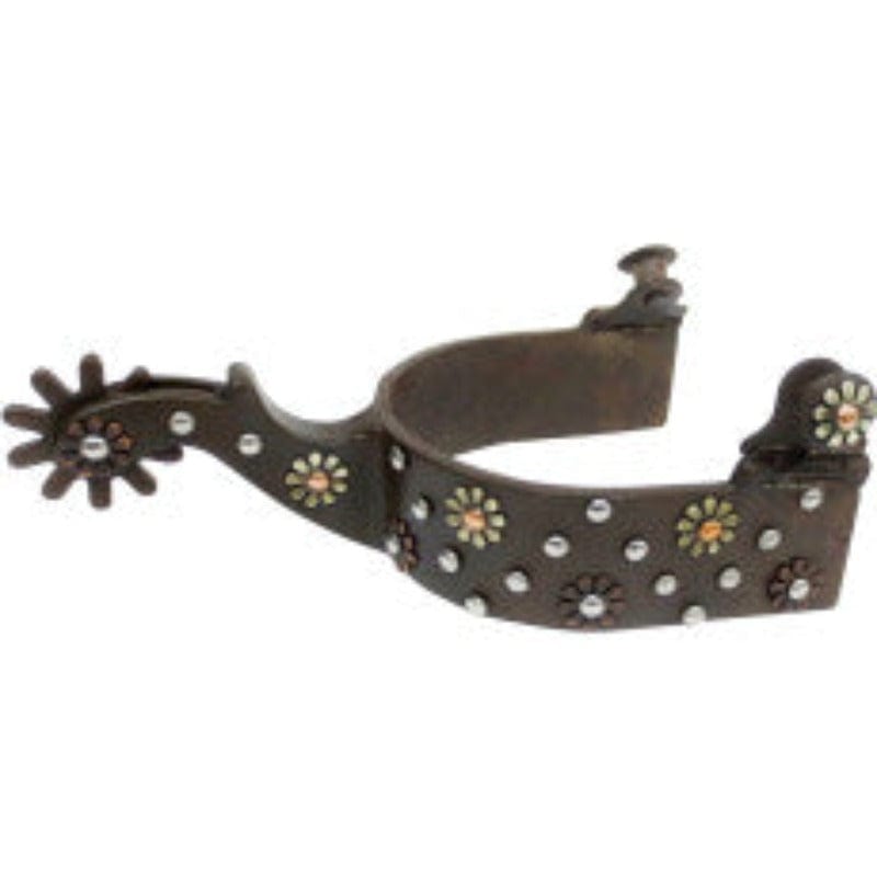 Top Hand Saddlery Spurs Campdraft Spurs brown with Flowers (089011)