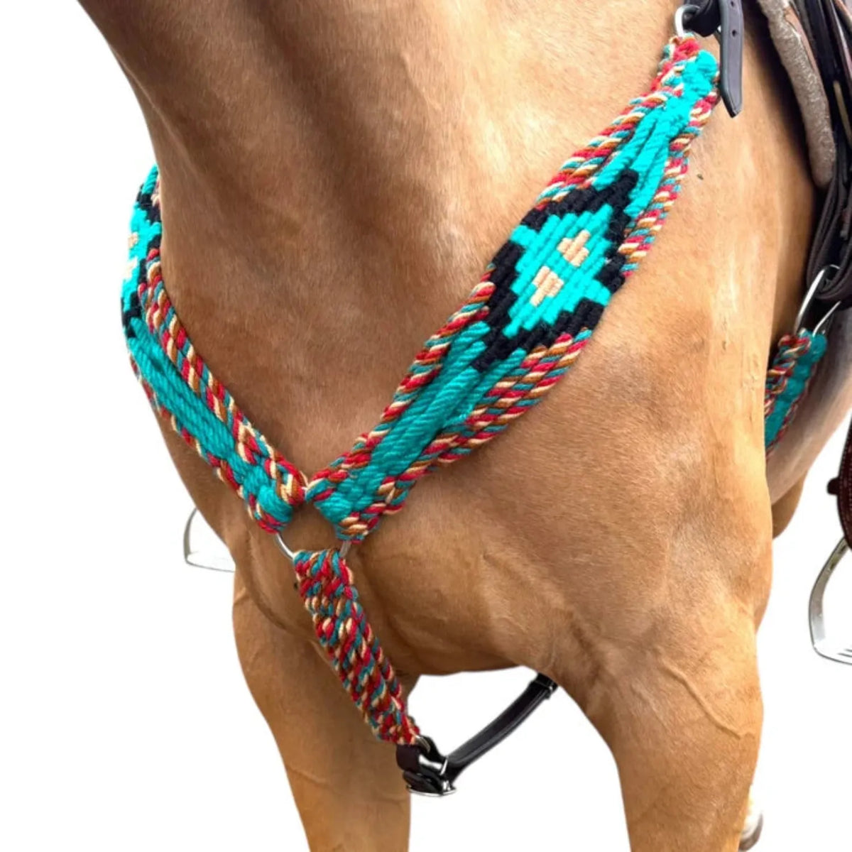 Toprail Equine Breastplates - Martingales Cob/Full / Turquoise Toprail Equine Breast Collar Turquoise Wool Cord