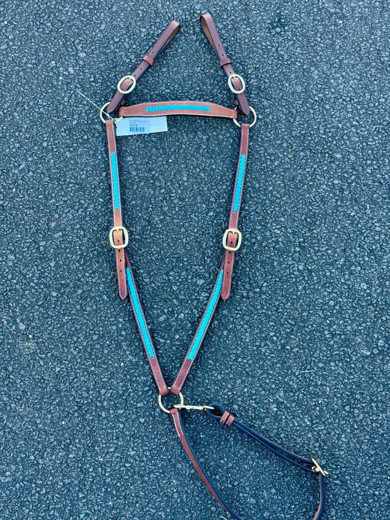Toprail Equine Breastplates & Martingales Cob/Full / Turquoise Toprail Equine Breastplate The Cassidy Cross Stitch