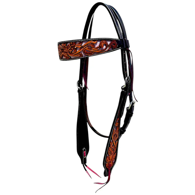 Toprail Equine Bridles Cob/Full Toprail Equine Bridle Two Toned with Pink Glitter Underlay