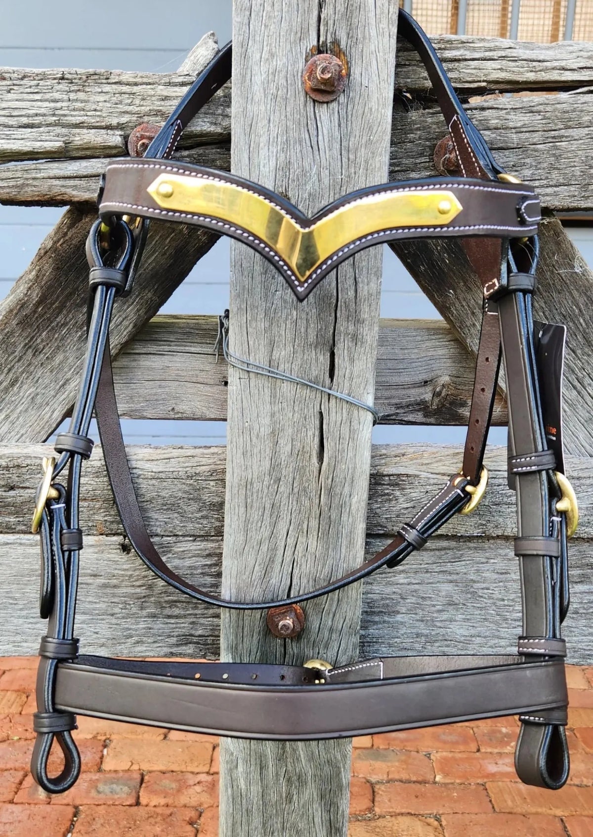 Toprail Equine Bridles Cob / Havana Brown Toprail Equine Bridle Show with V Browband & Plaque