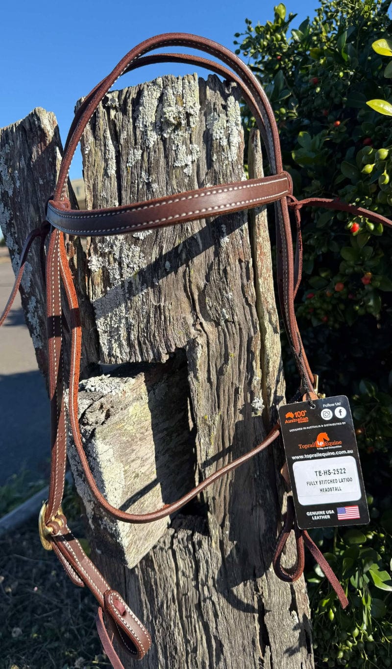 Toprail Equine Bridles Latigo Toprail Equine Bridle Fully Stitched