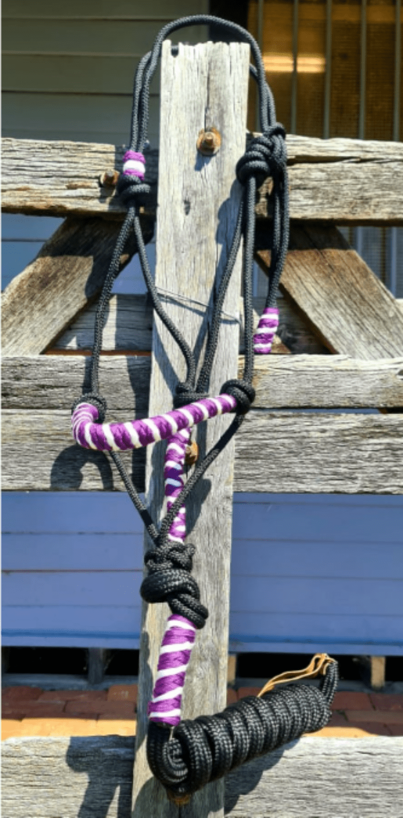 Toprail Equine Halters Purple/Black Toprail Equine Halter & Lead Set Braided Noseband