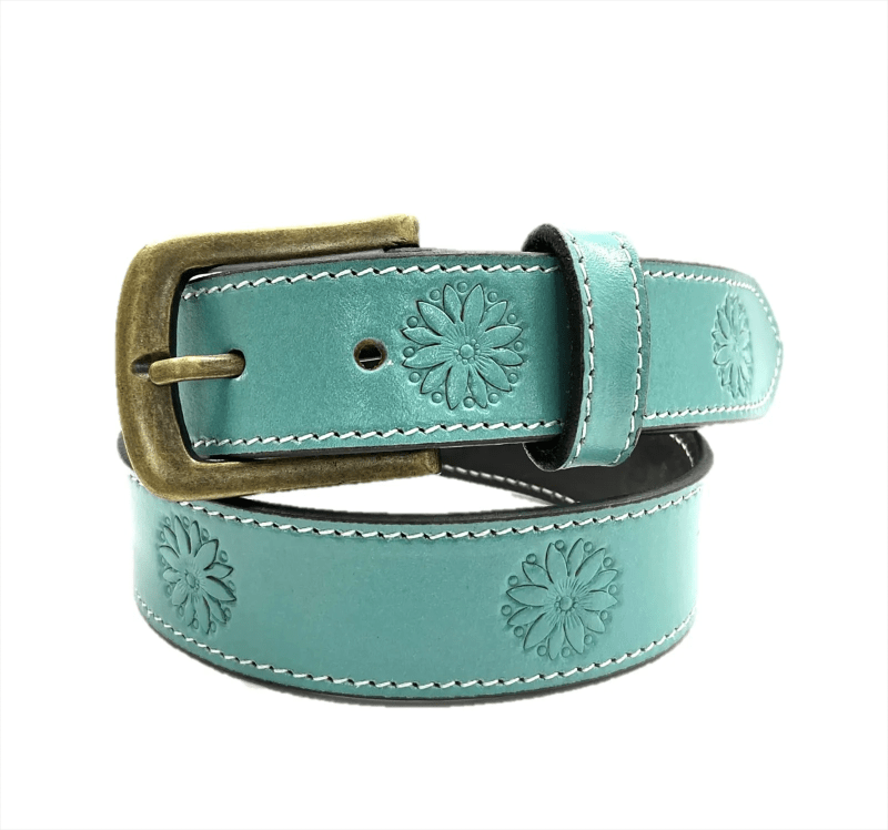 Toprail Equine Kids Belts Toprail Equine Belt Girls Turquoise Floral Stamped