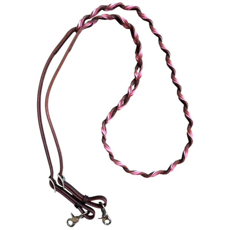 Toprail Equine Reins Pink Toprail Equine Reins Barrel/Roper Blood Knot
