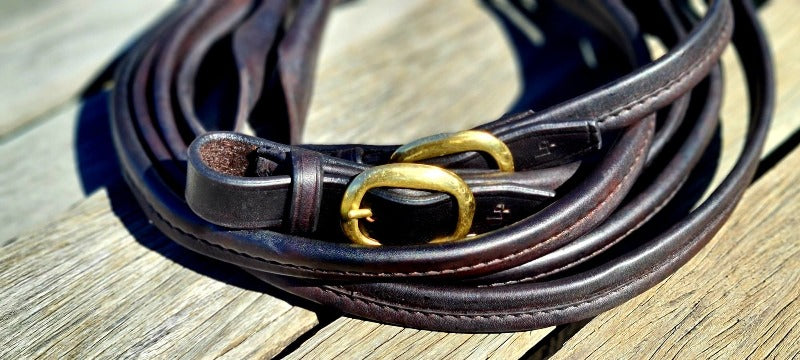 Toprail Equine Reins Toprail Equine Reins Soft Folded Leather Split with Popper Ends