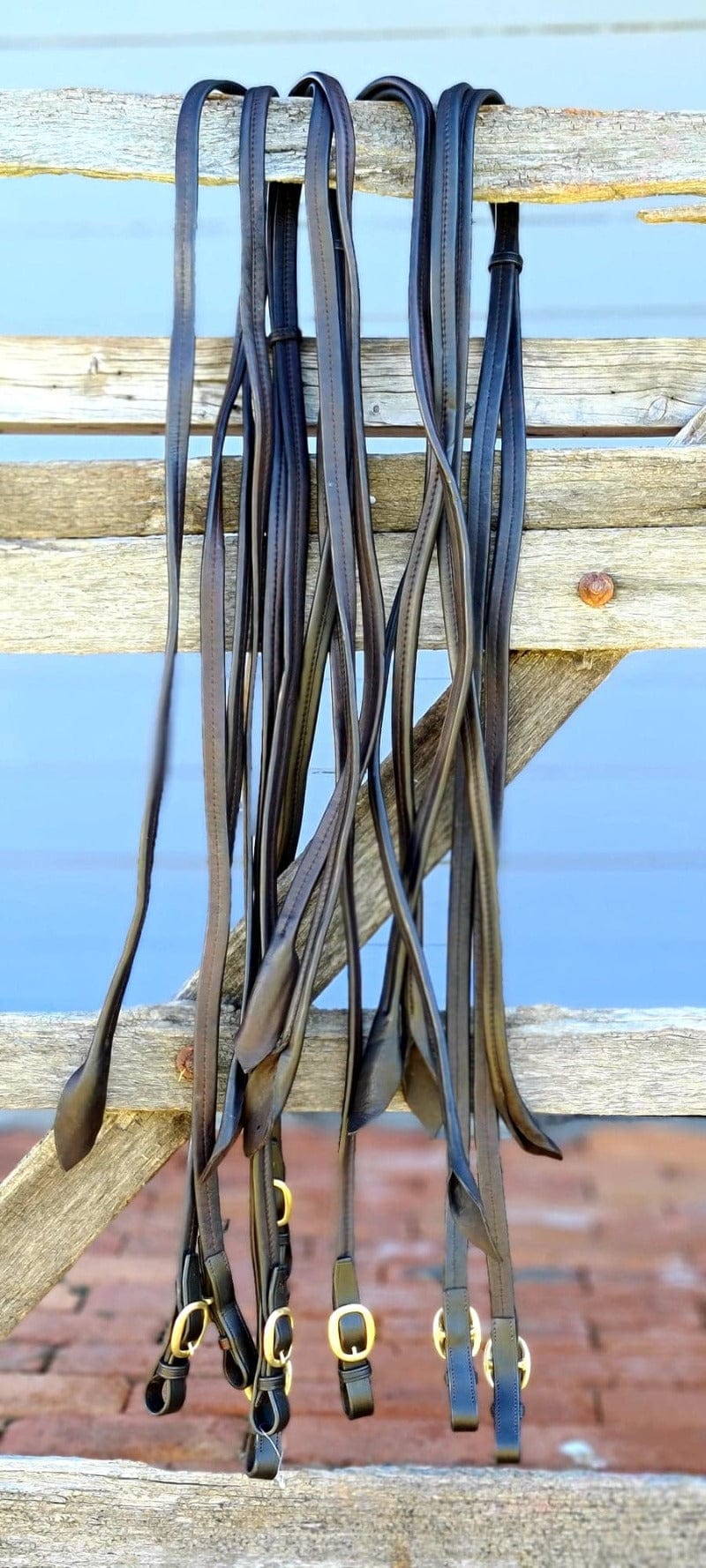 Toprail Equine Reins Toprail Equine Reins Soft Folded Leather Split with Popper Ends