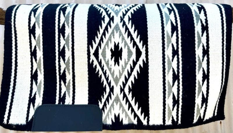 Toprail Equine Saddle Pads Western 34x32in / Black/White Toprail Equine Saddle Pad Wool Show