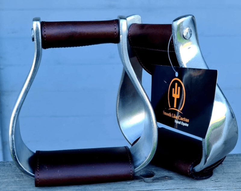 Toprail Equine Stirrups Toprail Equine Oxbows Aluminum with Leather Covers