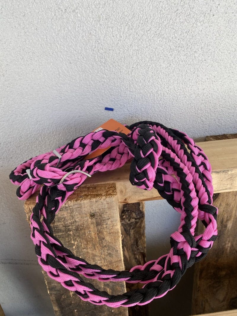 Toprail Reins Pink/ Black Toprail Braided Barrel Reins