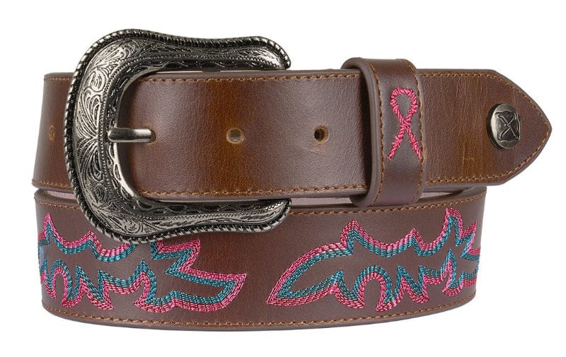 Twisted X Womens Belts 28in / Chocolate Truffle Twisted X Belt Womens Pink Ribbon