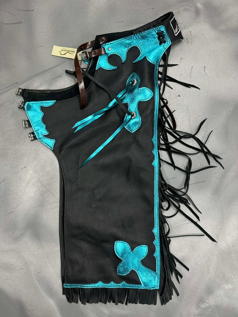 WDS Saddlery Rodeo Equipment Black/Turquoise WDS Saddlery Chaps Pro Rodeo Youth