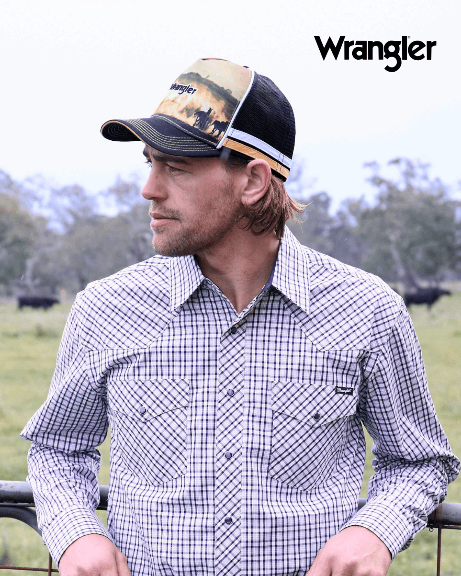 Wrangler Caps Black/Multi Wrangler Cap Eddie HP Trucker