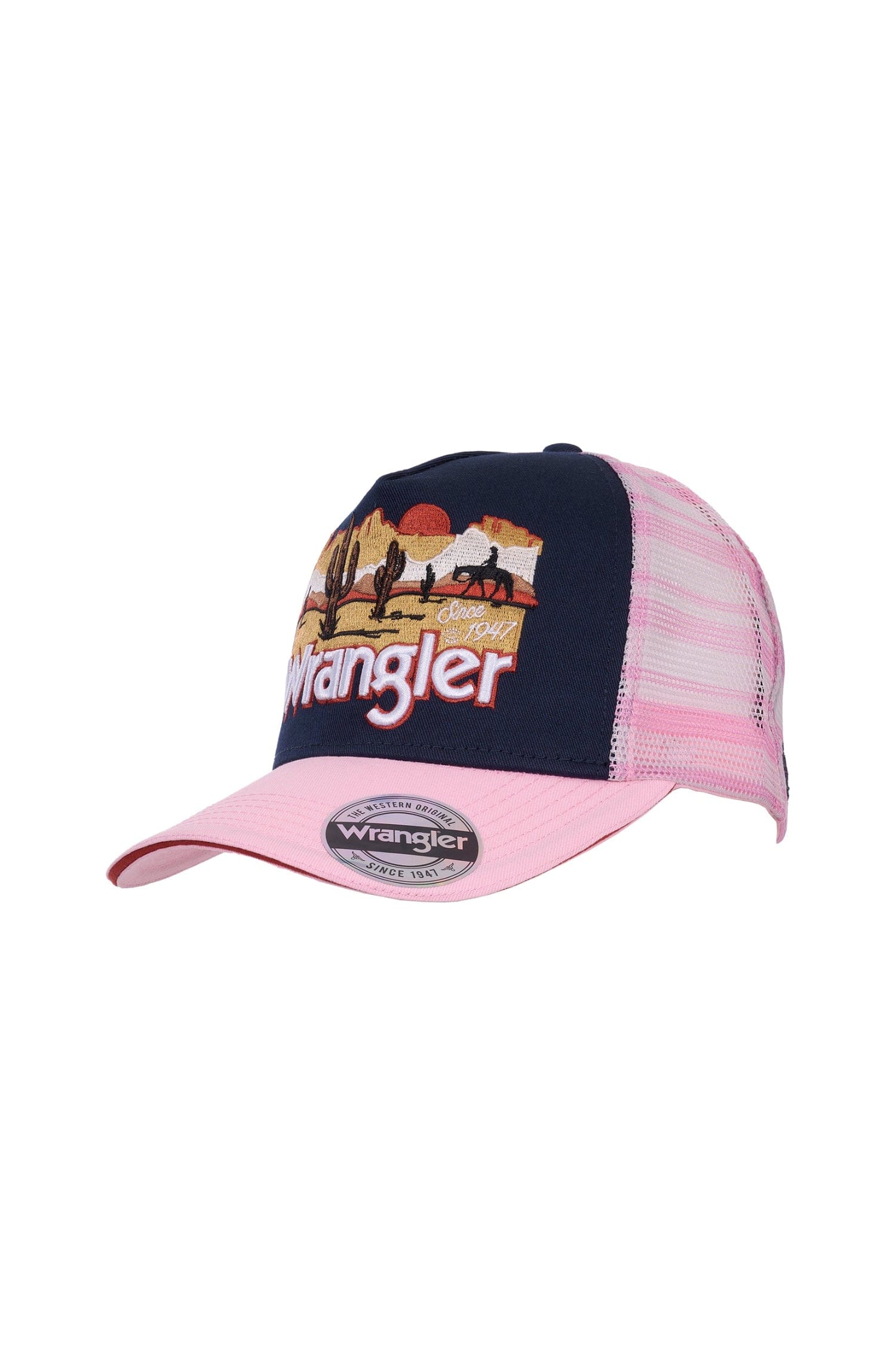 Wrangler Caps Navy/Pink Wrangler Cap Darla HP Ponytail Trucker