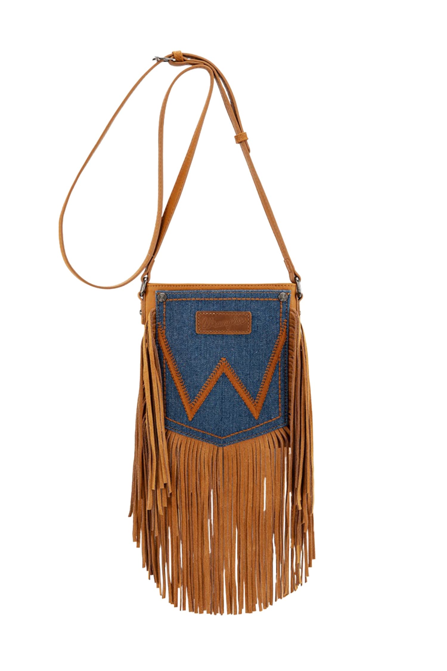 Wrangler Handbags - Wallets Tan Wrangler Handbag Denim Pocket with Fringe