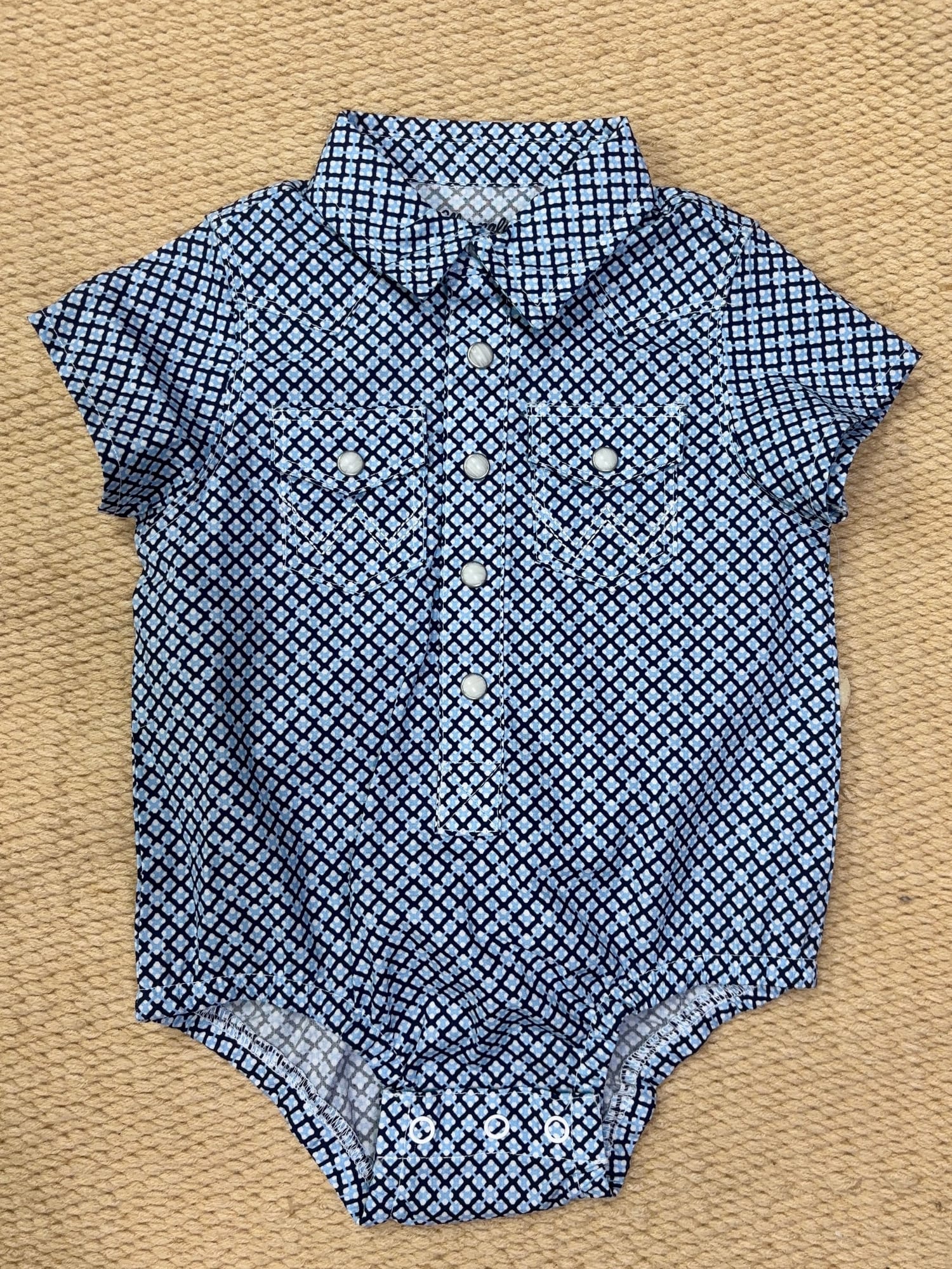 Wrangler Kids Shirts 0-03 Months / Blue Print Wrangler Romper Infant Boys Print