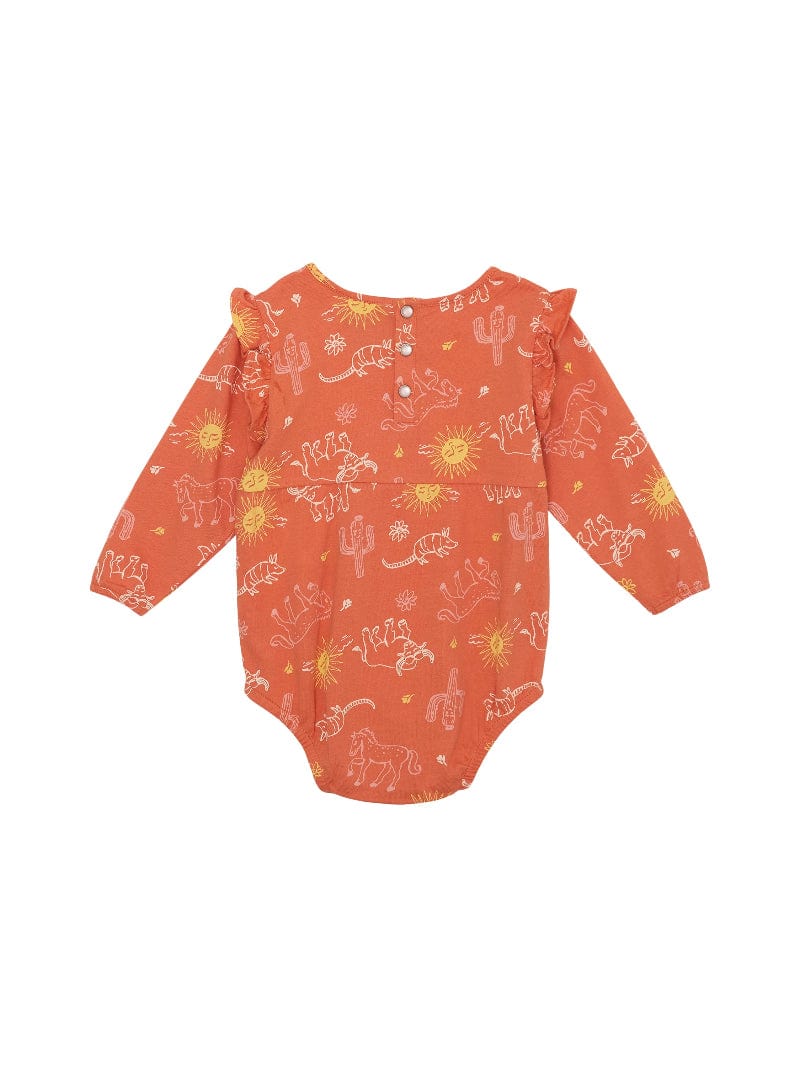 Wrangler Kids Shirts Orange / 0-03 Months Wrangler Romper Infant Girls Desert Print