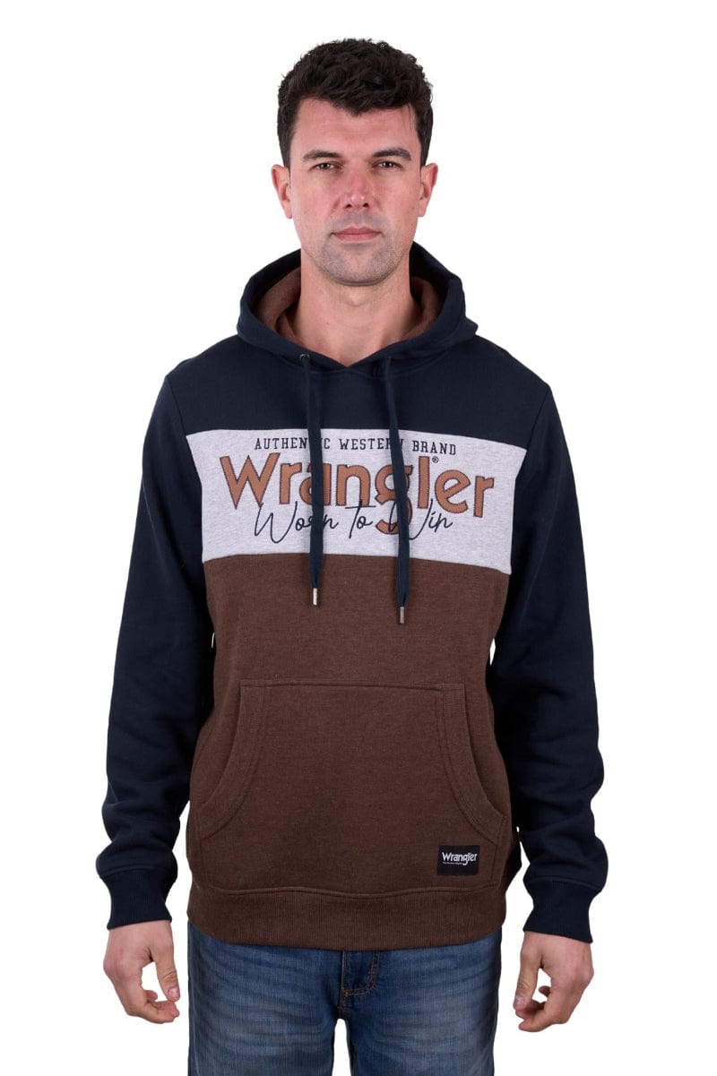 Wrangler Mens Jumpers, Jackets & Vests M / Navy/Dark Tan Wrangler Hoodie Mens Paul
