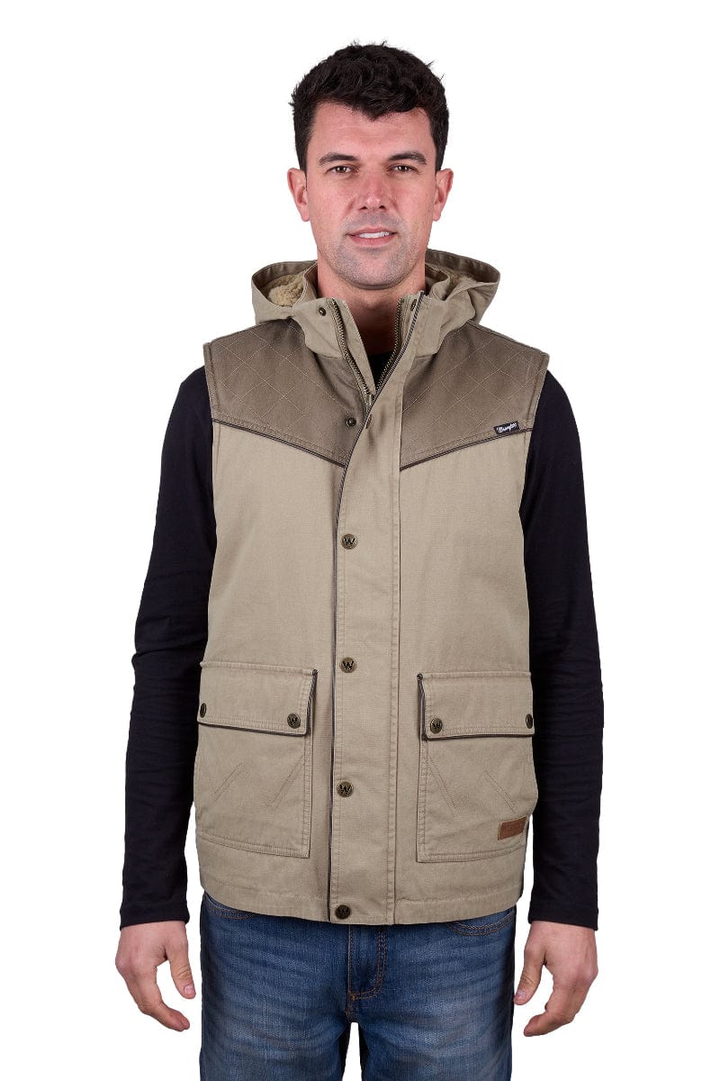 Wrangler Mens Jumpers, Jackets & Vests S / Stone Wrangler Vest Mens Cain
