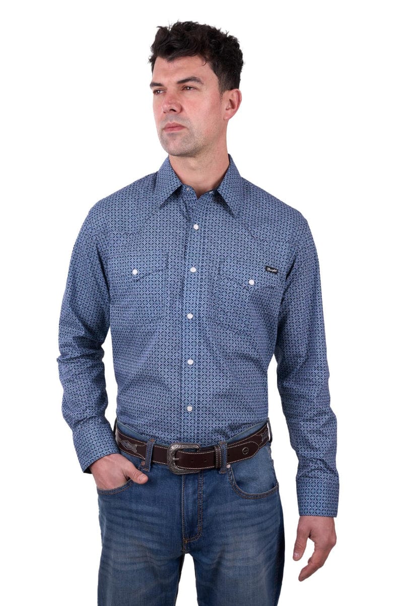 Wrangler Mens Shirts M / Navy/Blue Wrangler Shirt Mens Theo