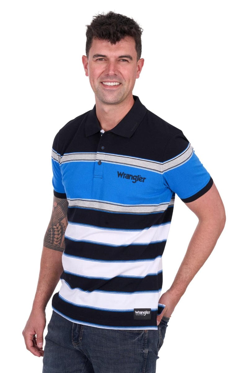 Wrangler Mens Shirts S / Black/Royal Wrangler Polo Mens Lawrie