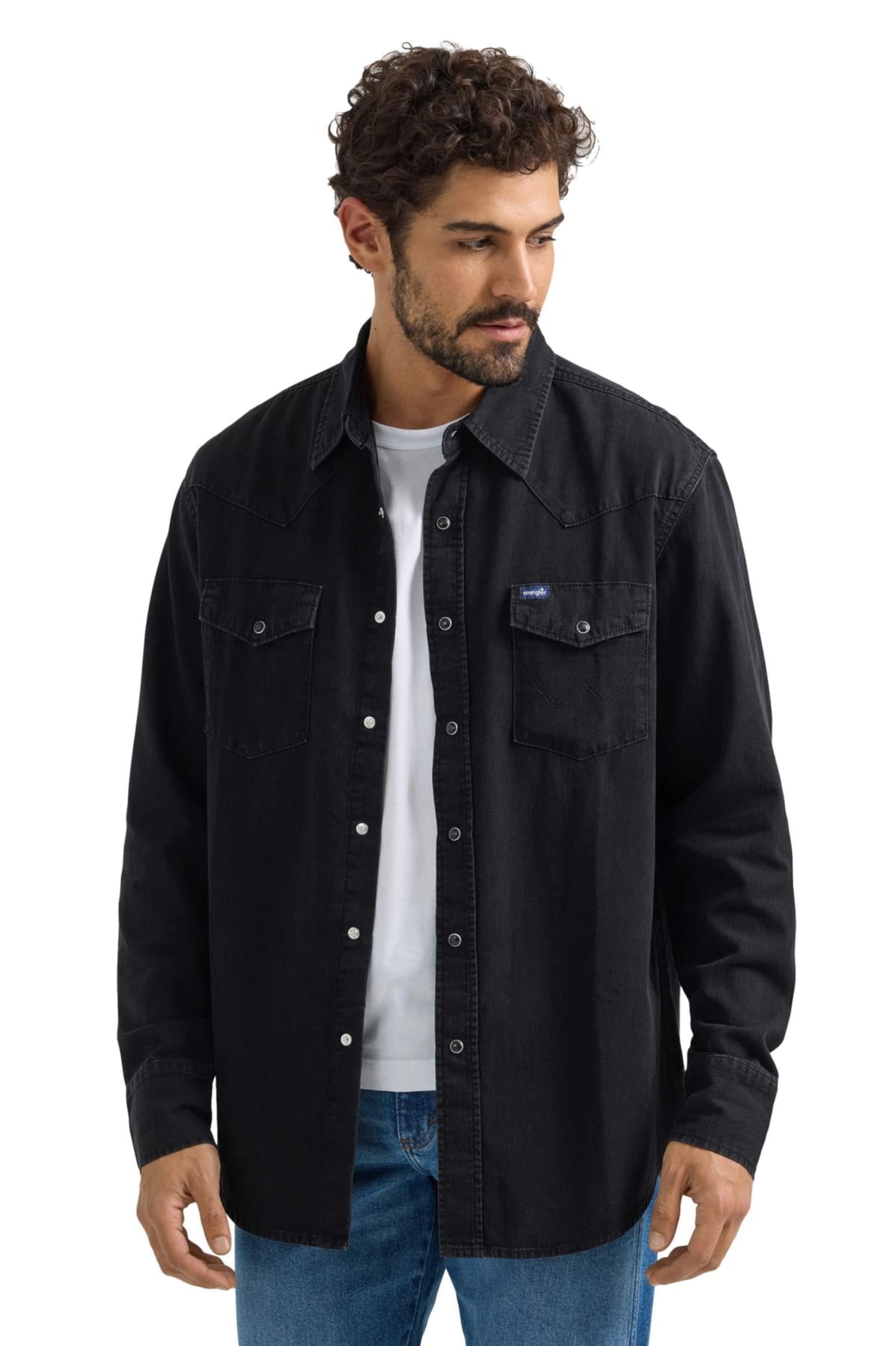 Wrangler Mens Shirts S / Black Wrangler Shirt Mens Classic Fit Denim