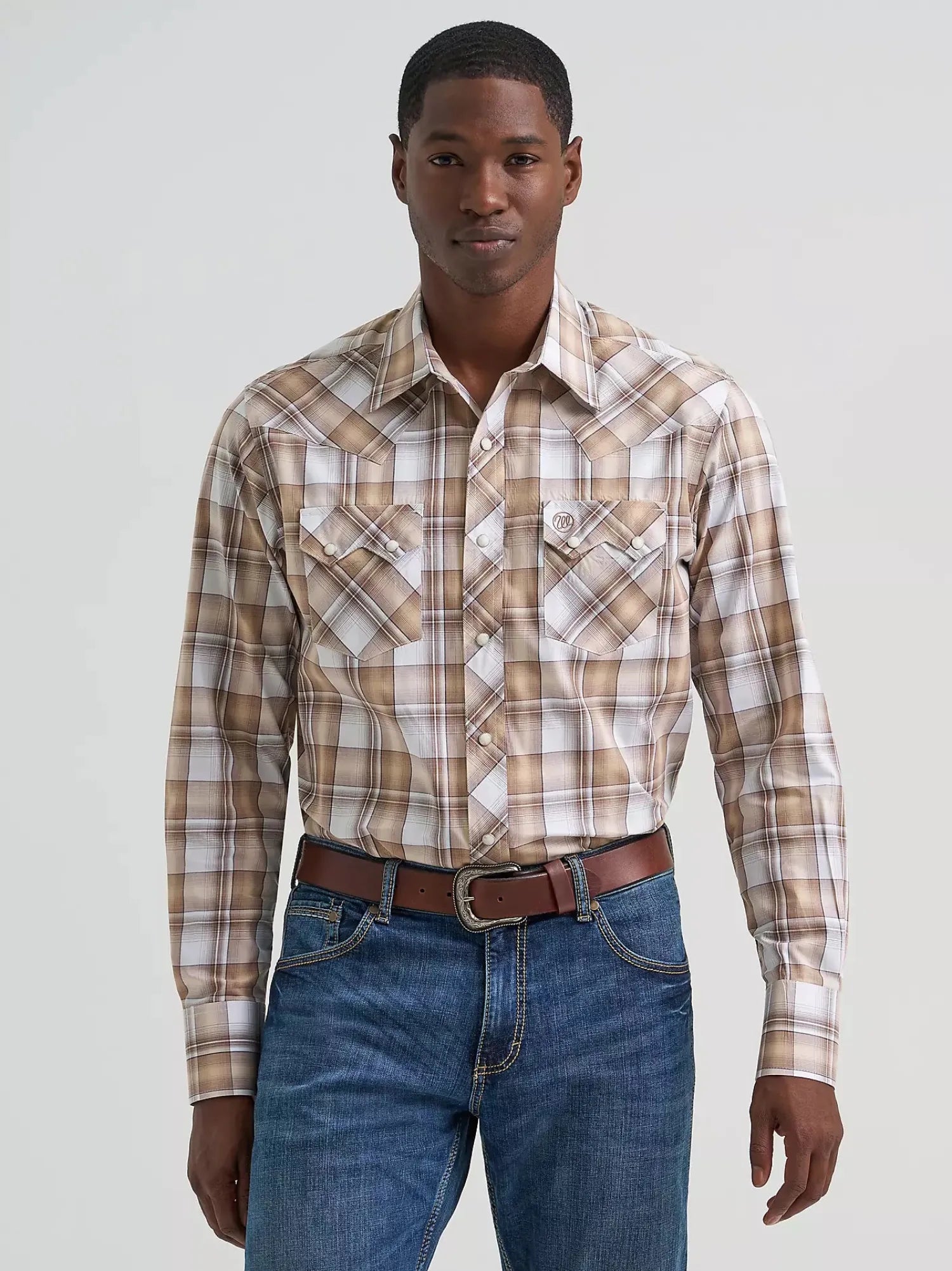 Wrangler Mens Shirts S / Brown/White Wrangler Shirt Mens Retro Check