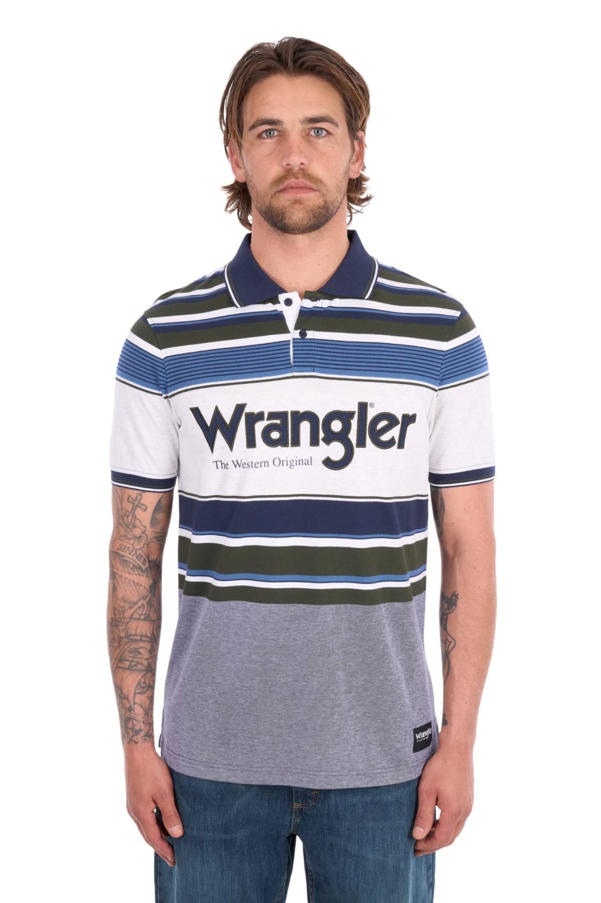 Wrangler Mens Shirts S / Navy/Cypress Wrangler Polo Mens Henry