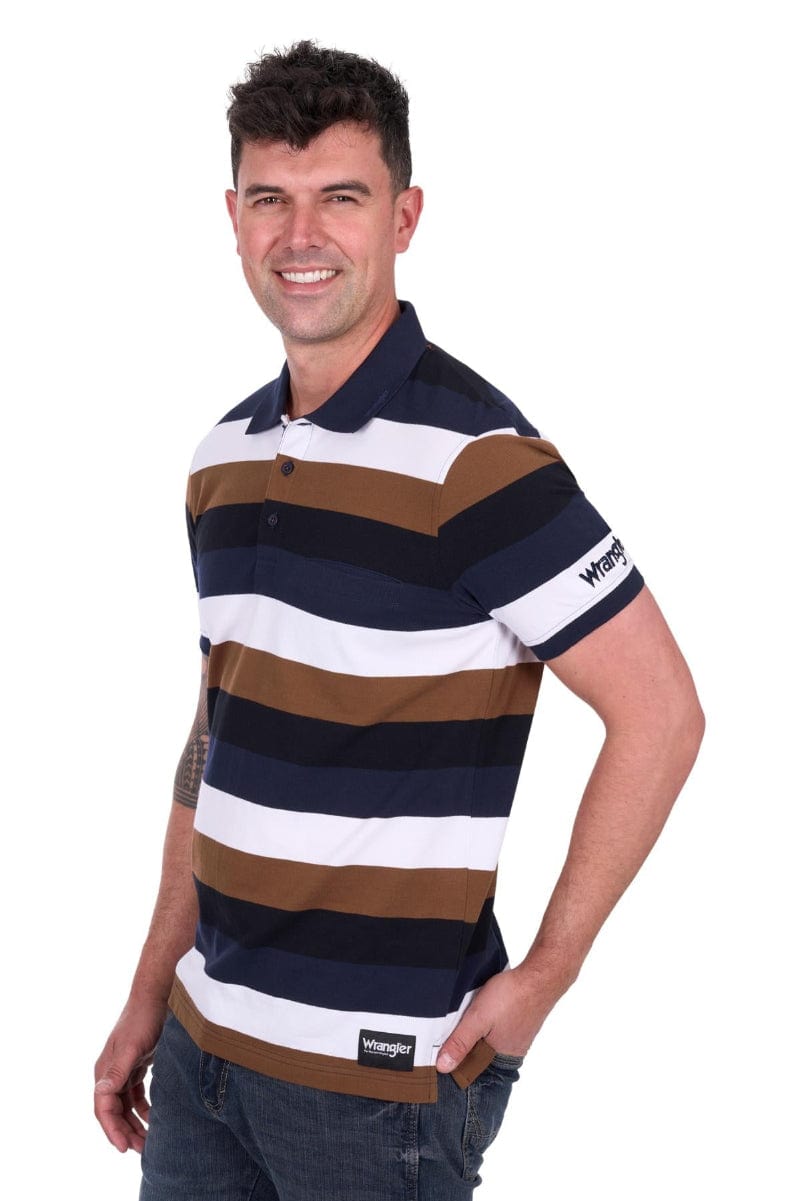 Wrangler Mens Shirts S / Navy/Tan Wrangler Polo Mens Walter